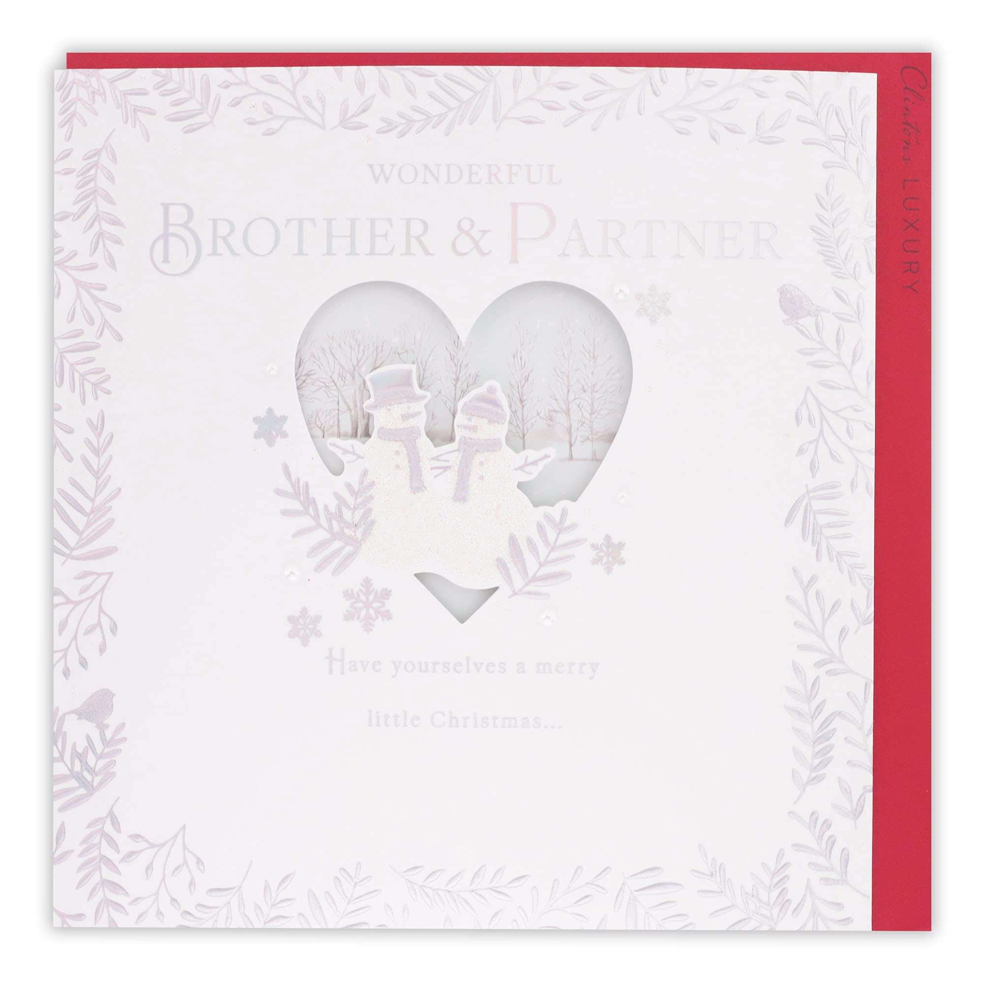 Clintons: Snow Couple Brother & Partner Christmas Card, Multi-Colour, 192 x 192, 1171411