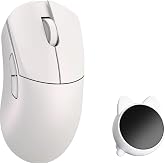 SMACKAPE WLMOUSE Huan 48g Ultra-Lightweight Magnesium Alloy Gaming Mouse,8K Voice &amp; Display Receiver, Dual 8K Wireless/Wired, PAW3950HS Sensor, RGB Wheel Lighting, Nordic 54H20 (White(OM Switch))
