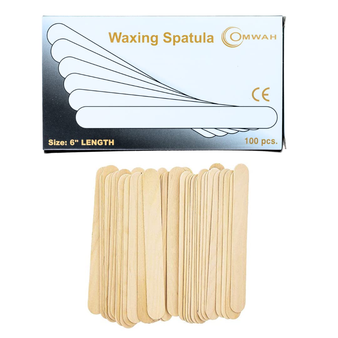 OMWAH Wax Stick - 100 Waxing Sticks for Hair Removal, Eyebrow Wax Applicator, Popsicle Wax Spatula & Waxing Supplies