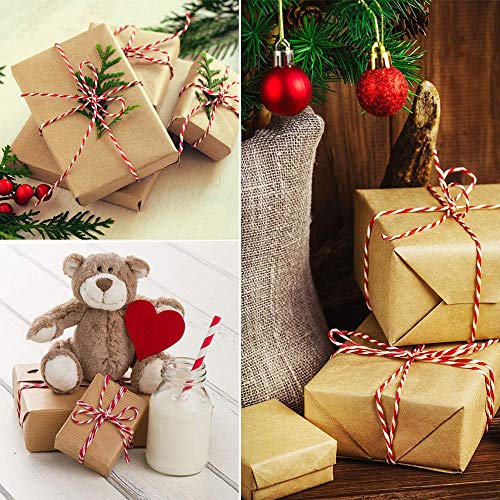 Benvo Christmas Twine 2-Pack Red White Green Cotton Twine and Red White Cotton String Rope Ribbon Cord for Holiday Gift Wrapping, Baking, Butchers, DIY Crafts, 656 Feet - Thumbnail 3