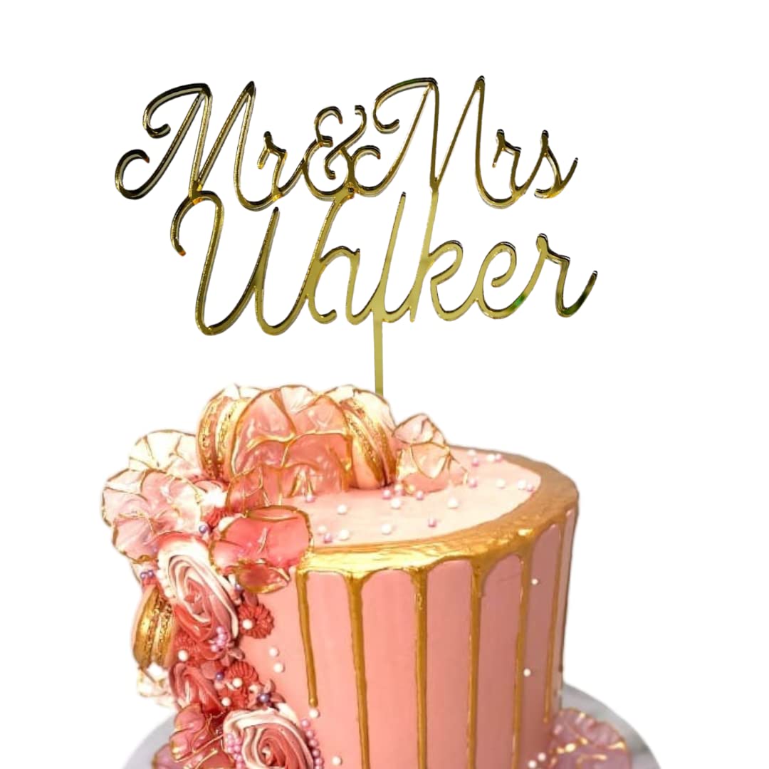 Mr and Mrs Acrylic Cake Topper Custom Wedding Anniversary Elegant Toppers Decoration UK
