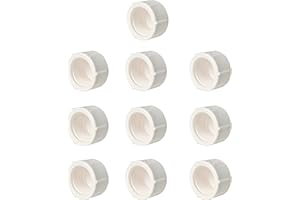 FangKingNo 10pcs 0.5Inch PVC Pipe Fittings End Female Thread Cap Plug Adapter Coupling Pipe Fittings BSPT Thread White 10 Pack (1/2", 10)