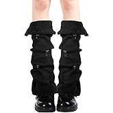 Psiriol Y2K Knit Lace up Leg Warmers, Leg Warmers for Women, Harajuku Japanese Long Boot Socks, Cute Knit Leg Warmer Socks for Dance for Women and Girls