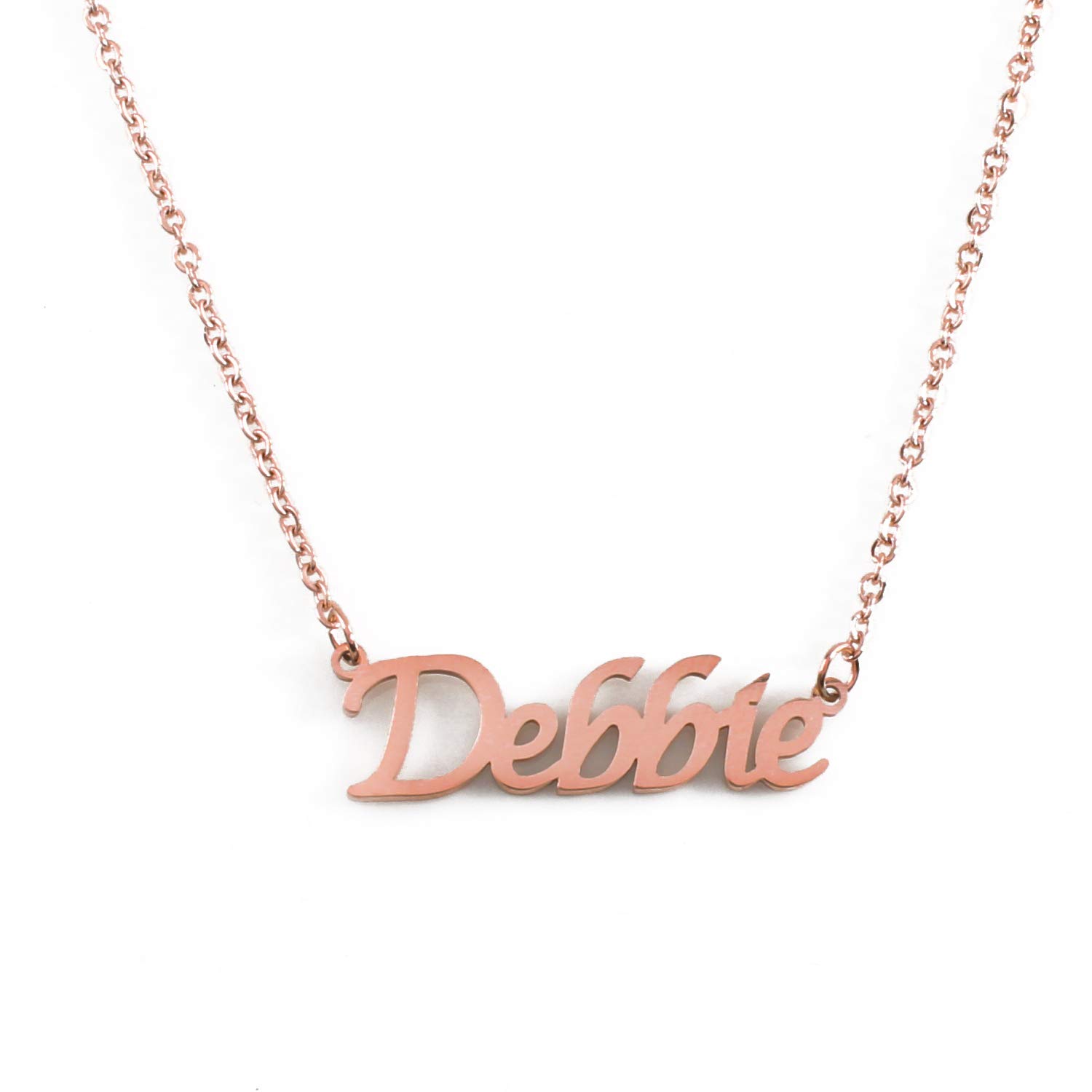 Kigu Debbie name Necklace - Rose Gold Plated, Name Pendants,Customised Jewellery for Ladies, Girlfriend, Mother, Sister,Personalised jewellery for women