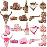 20pcs Pink Brown Western Cowboy Cowgirl Charms for Jewelry Making Alloy Boot Gun Cowboy Boot Hat Horse Cactus Charms Pendants for Necklace Earrings Bracelet Keychain Father's Day Gifts DIY Craft Findings (SN974)