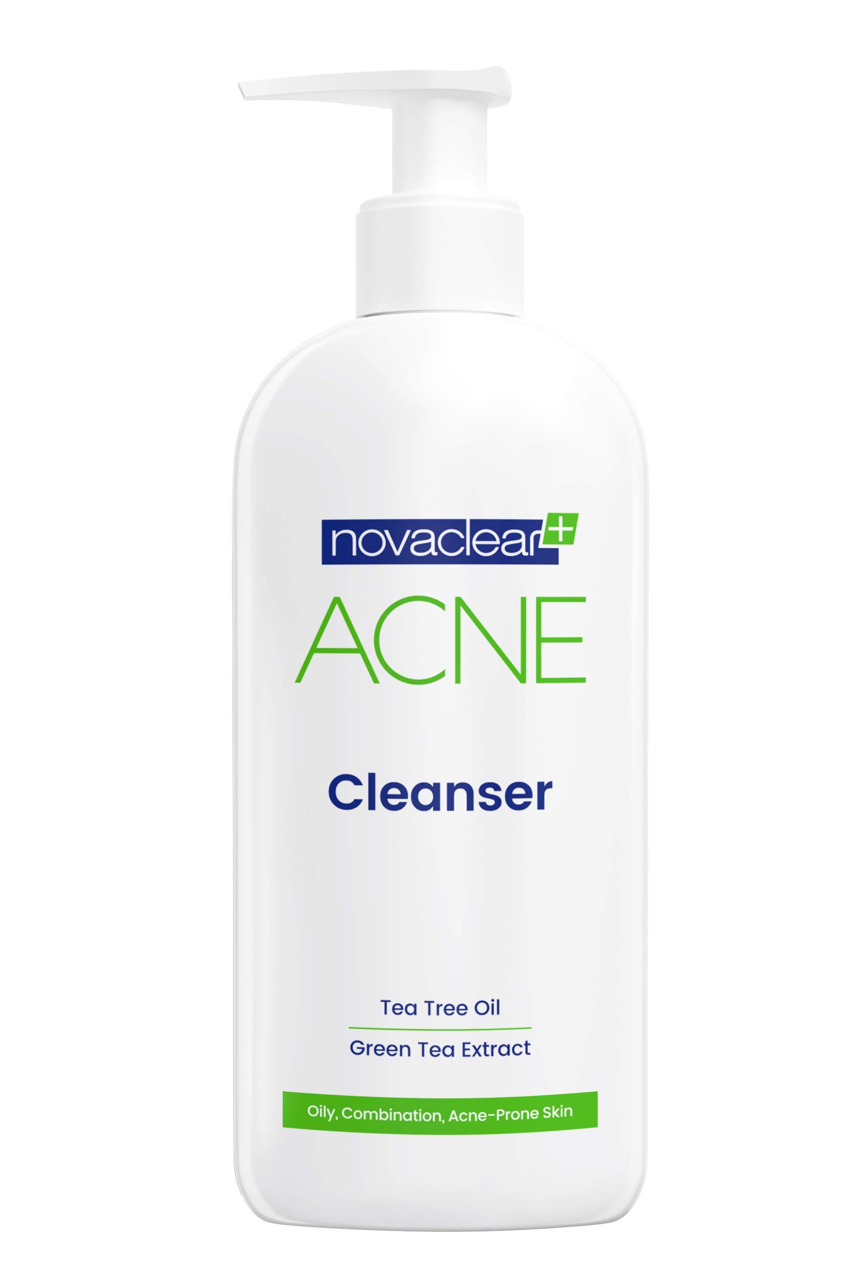 Novaclear Acne Cleanser Wash with Tea Tree Oil, Green Tea Extract Calms Irritated Skin, Oil-Free Formula for Oily Skin, Blackhead Remover and Clogged Pore Control, Non Comedogenic