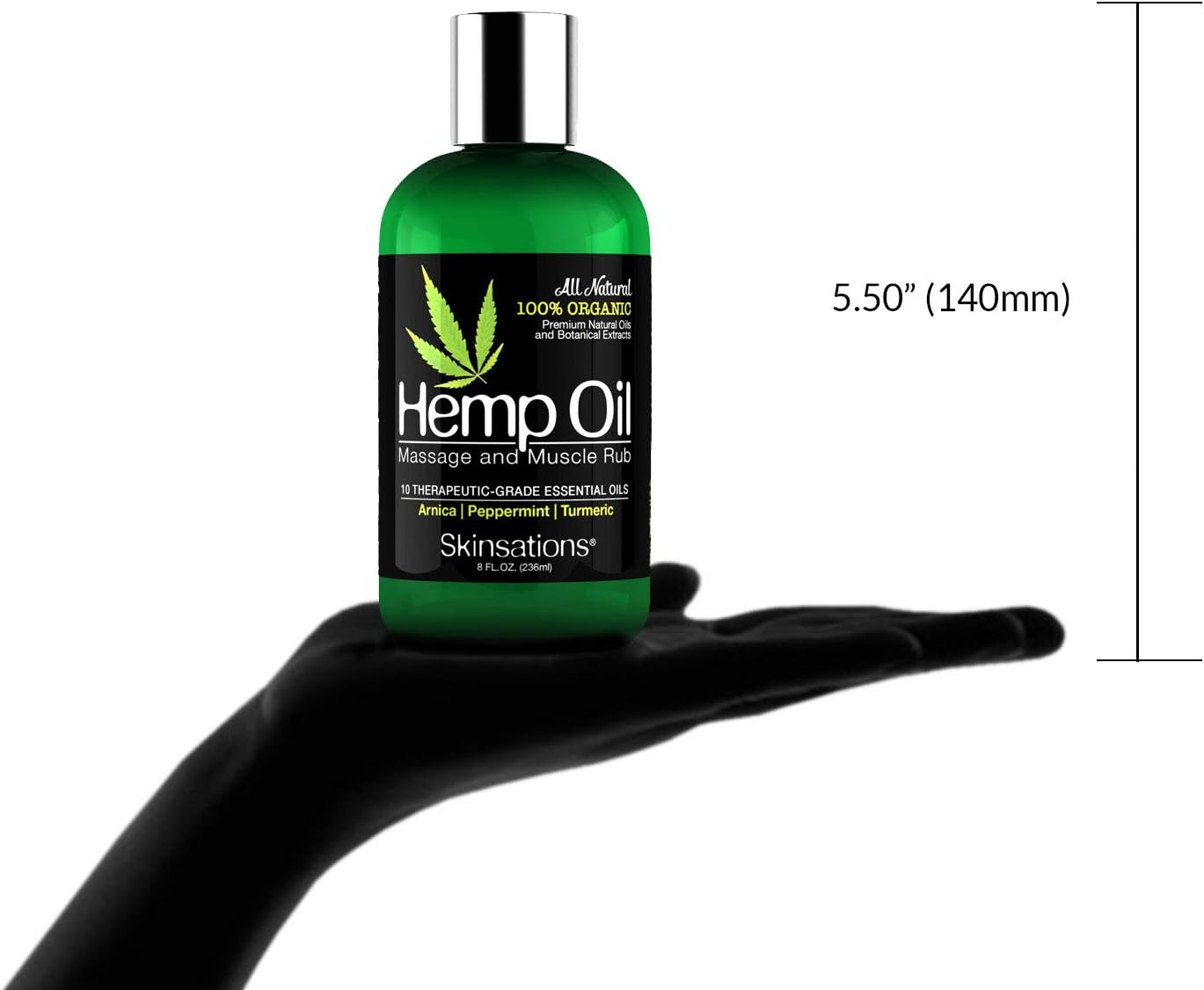 Skinsations – Hemp Oil Muscle Rub & Massage Oil | 100% Organic, Sore Muscle Pain Relief with Arnica Montana, Turmeric, Black Pepper, Peppermint, Lavender in a Sweet Almond Oil and Hemp Seed Oil Base: Health & Personal Care