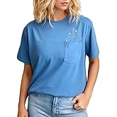 Wildflowers Pocket Shirts for Women Garden Plant Lover T-Shirt Flower Graphic Casual Short Sleeve Tops Tee