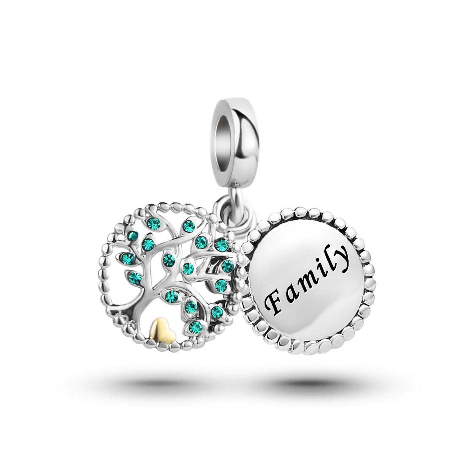 KunBead Jewelry Family Tree Gold Heart Charms Clearance Graduation Cheap 16 40 18th 50th 21st Birthday Bead Charm