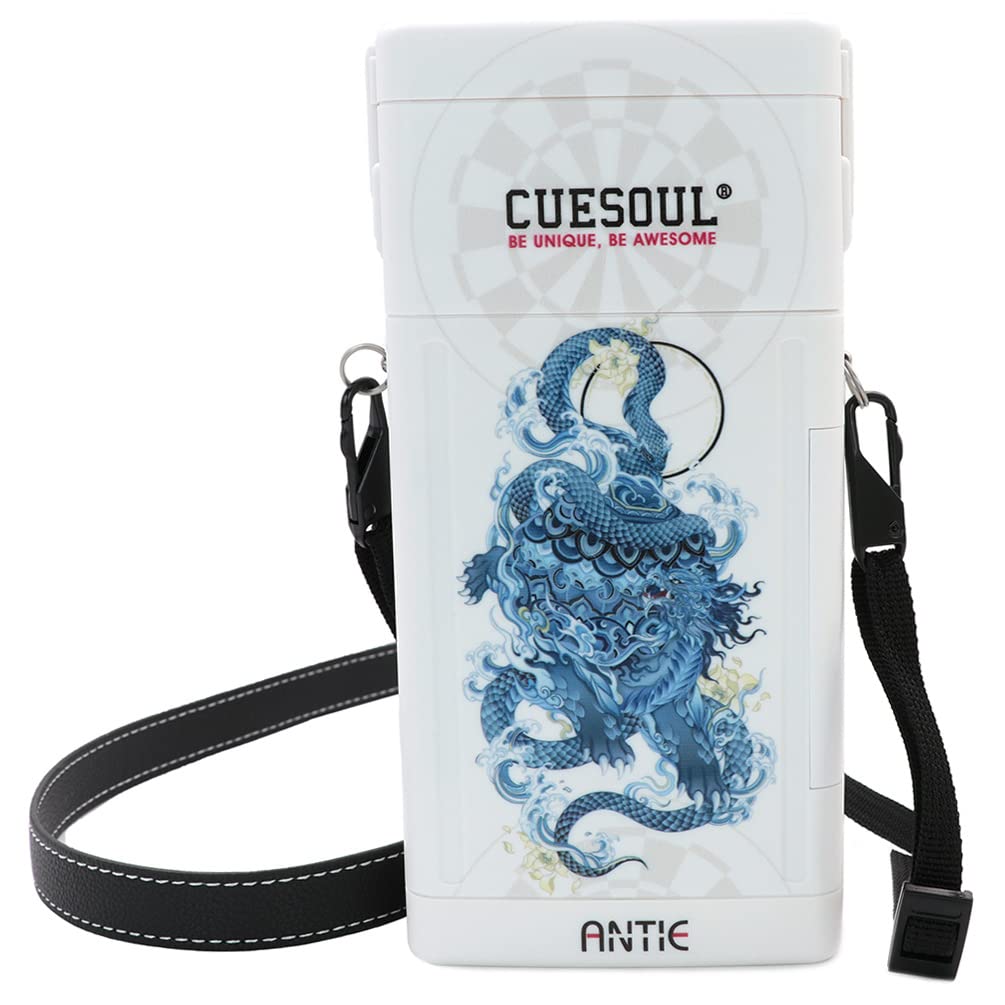 CUESOUL ANTIE Hard Dart Case,Holds 6 Steel Tip Darts/Soft Tip Darts & Extra Accessories,with Four Mythological Symbols Design,Durable Use