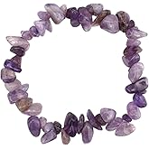 Amethyst Chip Stone Bracelet, Purple Elastic Irregularly Shaped Crystal Beaded Gemstone Bracelets for Women Meditation Yoga Gifting
