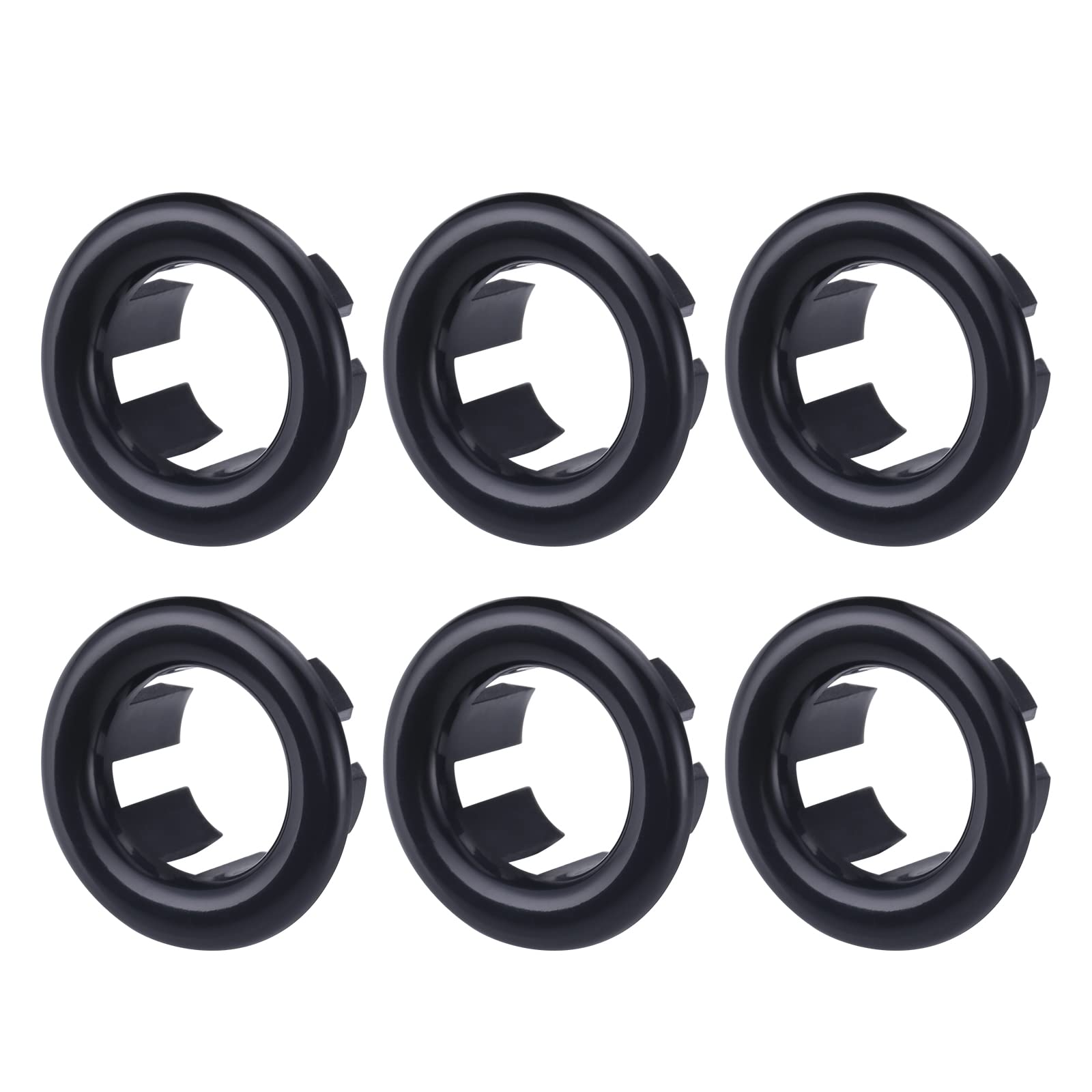 ARCORA Sink Overflow Ring, 6 Pieces Sink Overflow Cover Universal for Bathroom Sink (Black)