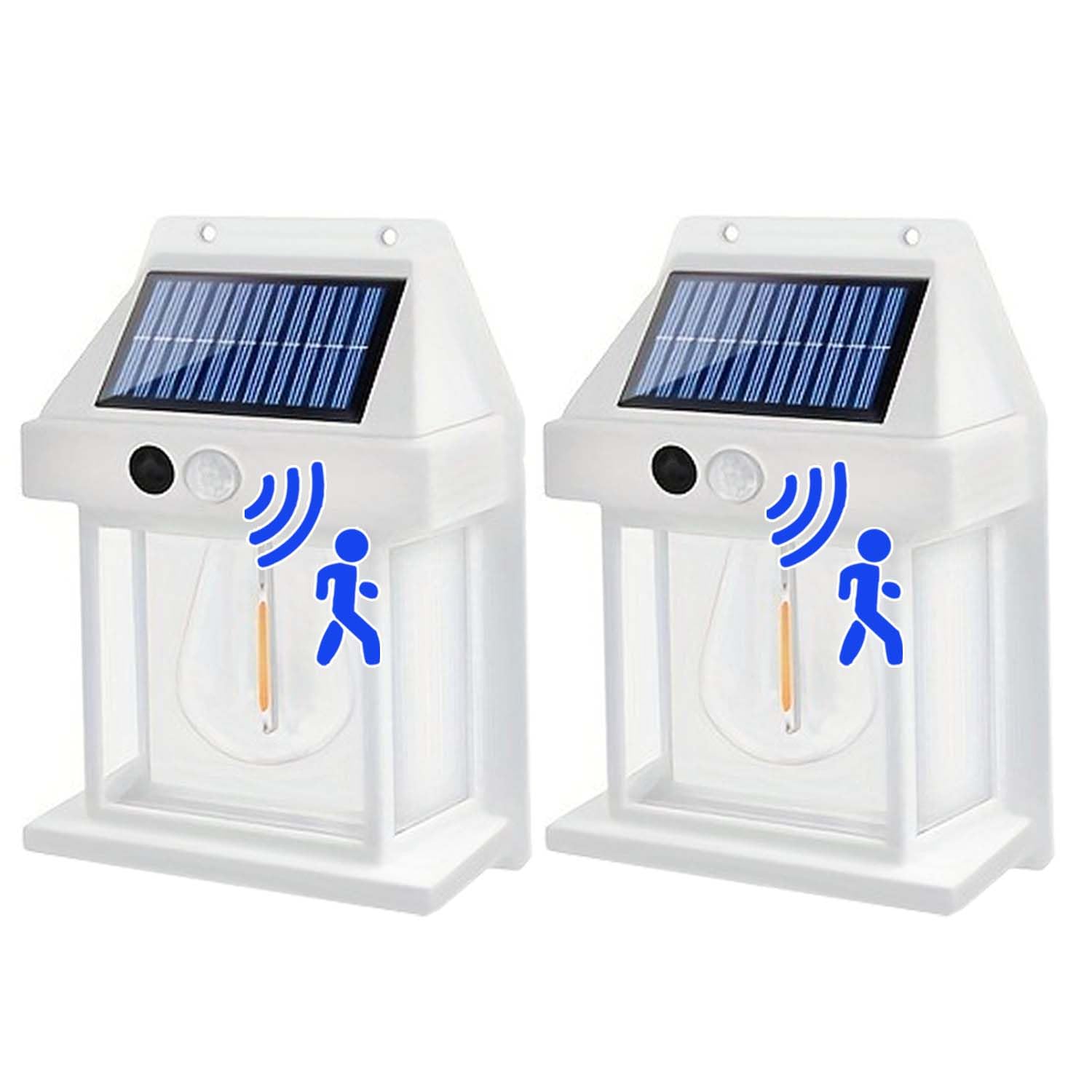 Leehui 2 Pack Solar Wall Lights Outdoor Garden, Solar Vintage Wall Lanterns Motion Sensor, IP65 Waterproof Security Lights Outside PIR Motion for Front Porch Balcony Patio Garage Fence Yard