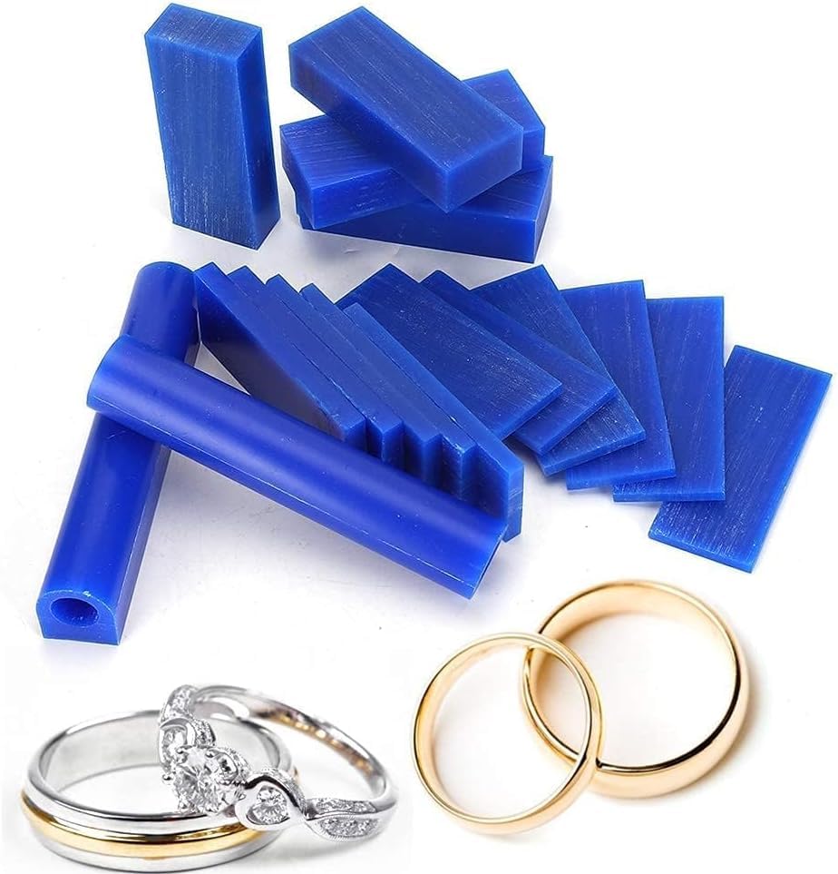 Photo 1 of CYTGOUPER 15PCS Carving Jewelry Wax Block + 2PCS Casting Lost Wax Casting Kit, Blue Carving Wax Ring Casting Mold Wax Assortment for Creating and Designing Rings Molding Tool