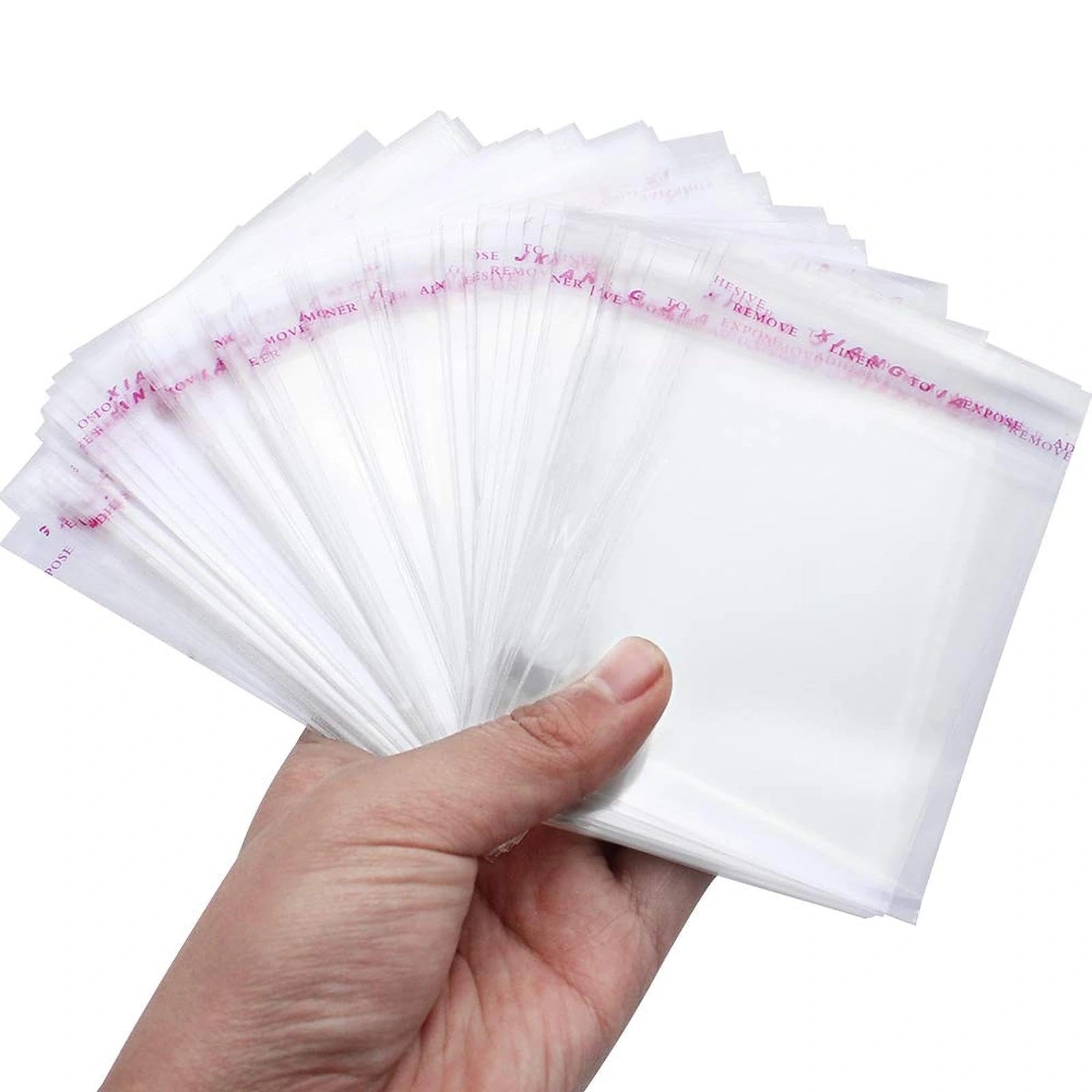 NewZC 8x7cm Small Clear Cellophane Bags 300 Piece Opp Adhesive Plastic Bag - Mini Transparent cellophane bags Self Sealing Treat Bags for Sweets Candy Cookie Biscuit Chocolate Cake Jewellery Card Gift