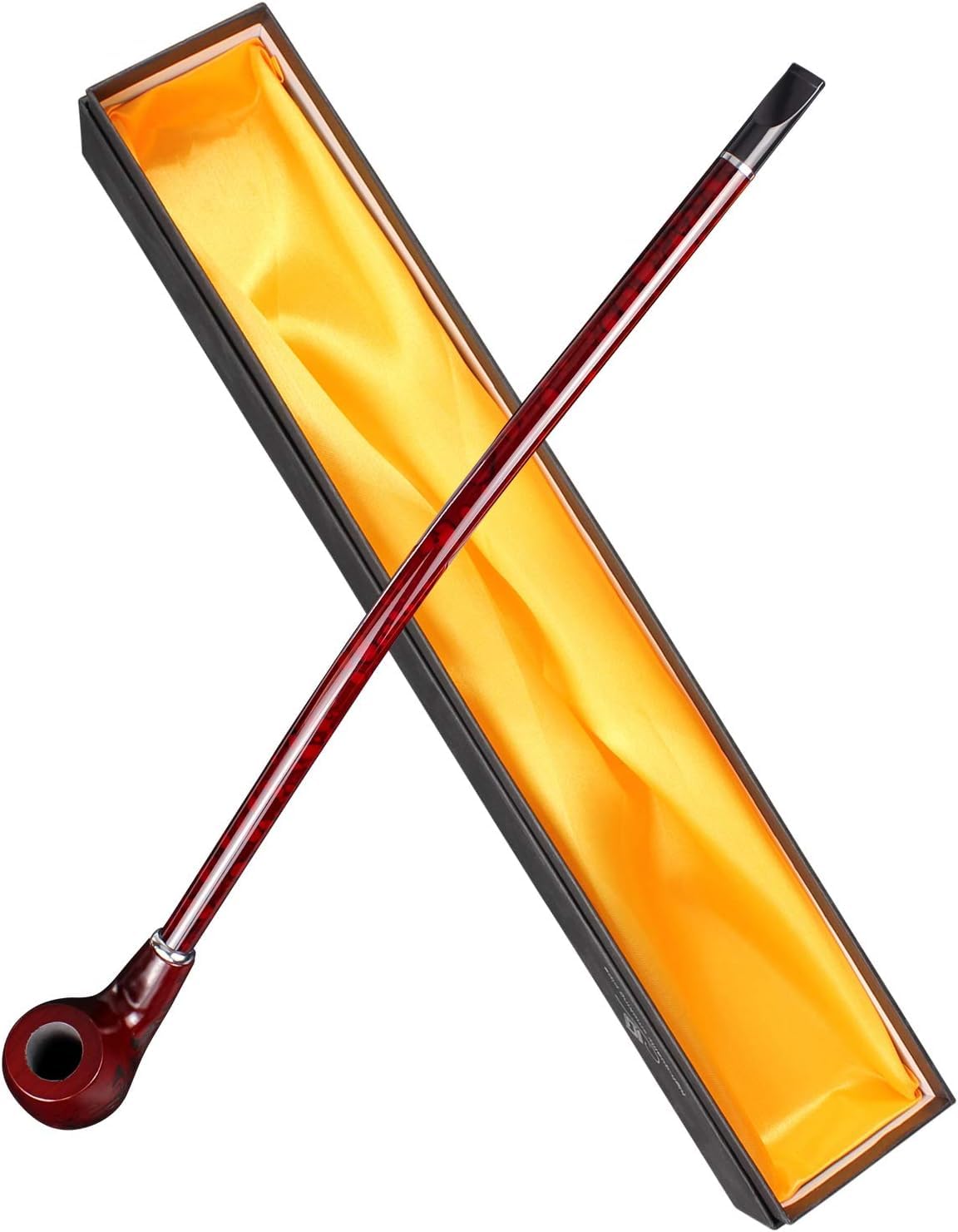 Hysagtek 16 Inch Long Churchwarden Tobacco Pipe Wooden Long Stem Smoking Pipe with Gift Box, Pattern Random