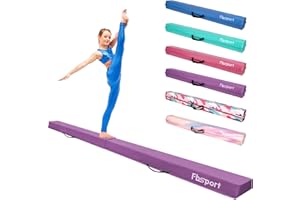 FBSPORT 8/10ft Balance Beam: Folding Floor Gymnastics Equipment PU Leather for Kids Adults,Non Slip Rubber Base, Gymnastics Beam for Training, Practice, Professional Home Training