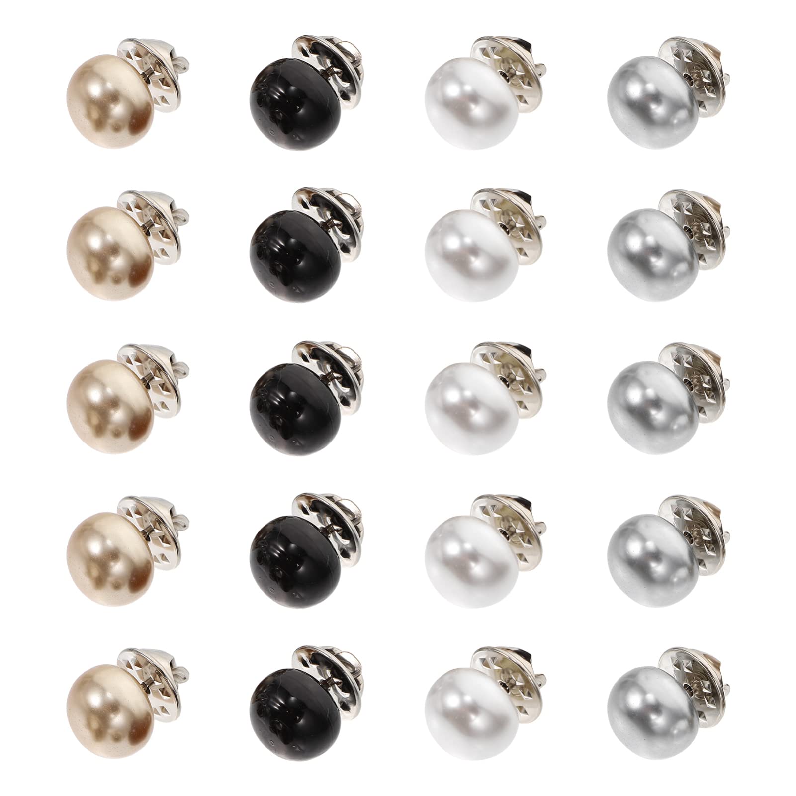 EXCEART 20Pcs Pearl Brooch Pins Invisible Buttons for Blouse Collar Pin, Cardigan, Corsage, Women Shirt