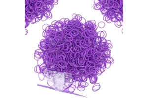 WEI LONG 6000-Pack Rubber Band Bracelet Making Kit,50PCS S-Clips10-Hooks,Colorful Rubber Bands Refill Kits forKids Weaving DIY Crafting Gift (Purple)