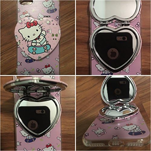 iPhone 7 Case, 3D Make Up Mirror Pink Cute Cartoon Hello Kitty Soft Silicone Gel Back Cover Case for 4.7 inches iPhone 7