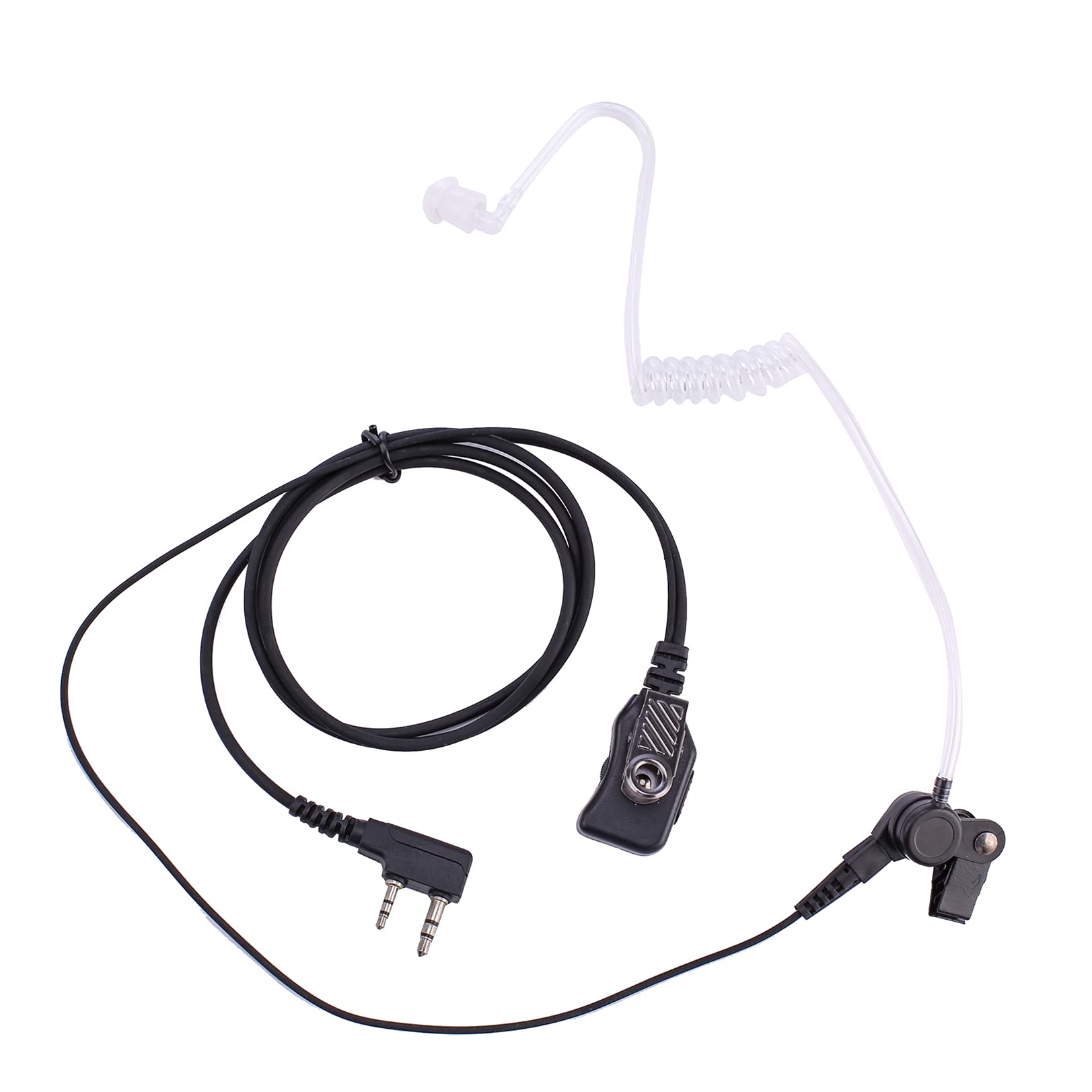 Photo 1 of POFENAL 1-Wire 2 Pin Volume Adjustable Earpiece Compatible with BTECH, Kenwood, Retevis Walkie Talkie with Mic Tansparent Air Acoustic Tube Headset (1-Wire 2 Pin)