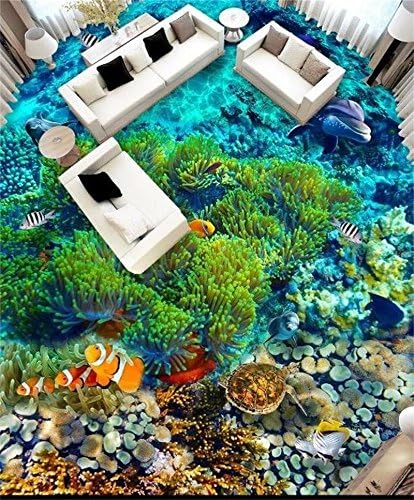 Chlwx 400cmX280cm (157.5inX110.301in) 3D Photo Floor Wallpaper Mural Undersea World Tropical Fish Bathroom Hd Photo PVC Wallpaper Self-Adhesive Floor Wallpaper