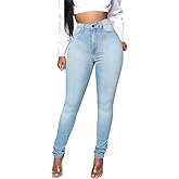 KUNMI Womens Classic High Waisted Skinny Stretch Butt Lifting Jeans Slim Fit Denim Pants