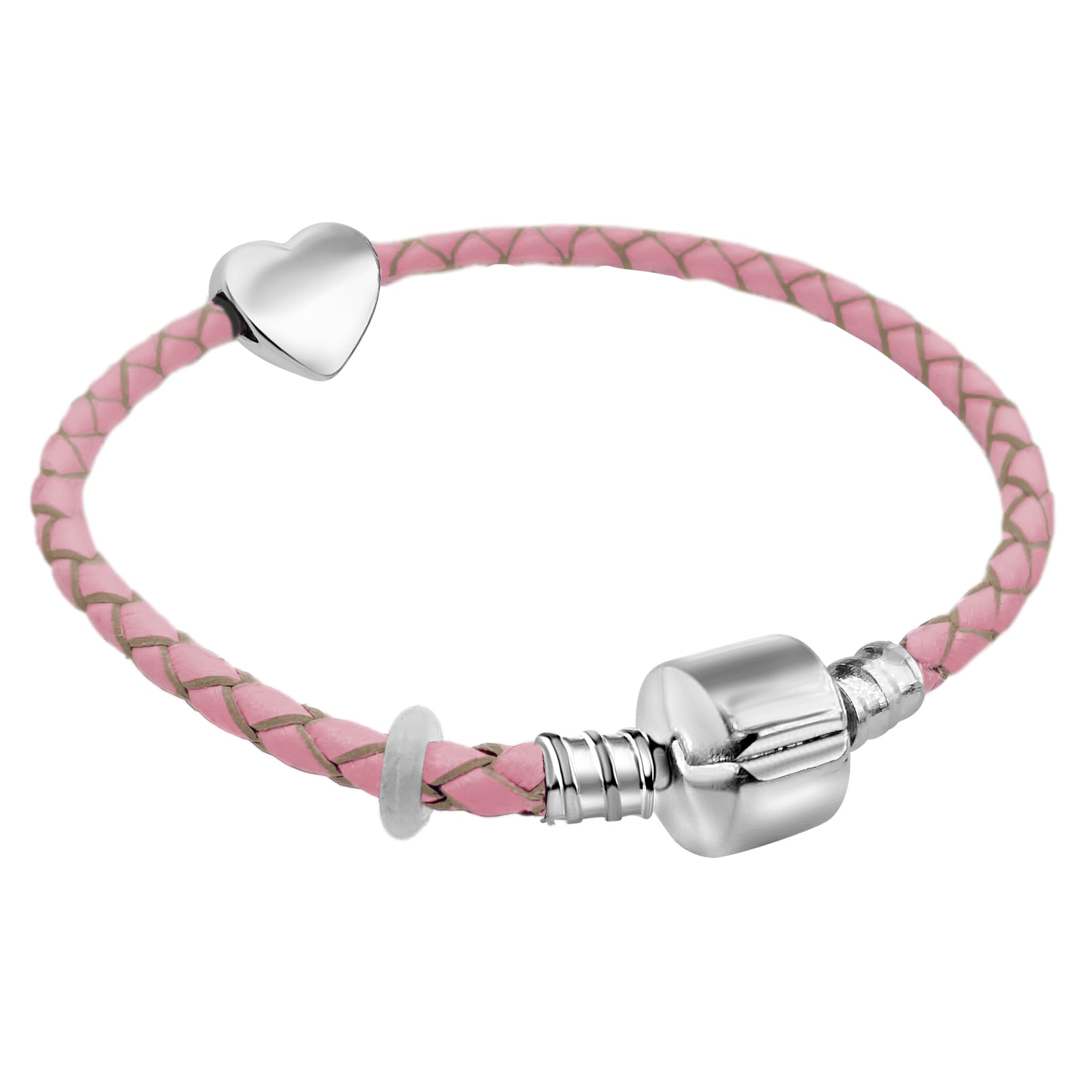 Girls 15cm Pink Leather Starter Charm Bracelet with Pendant and Gift Box Birthday (Age 3-5 Years)