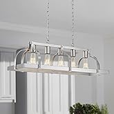 WUZUPS 5-Light Metal Chandelier Linear Pendant Ceiling Lighting Rustic Farmhouse Fixture Kitchen Island Dining Room, H 8.5" L