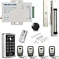 MENGQI-CONTROL Inward or Outward Door Remote Open 600lbs Electric Magnetic Lock Keypad Access Control Kit 4 Remote Control ZL Bracket 110-240V Power Supply Exit Button Buzz-in Sounder