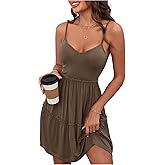 SOLY HUX Women's Summer Dresses Tiered Ruffle Sleeveless Sundress Swing Cami Short Dress