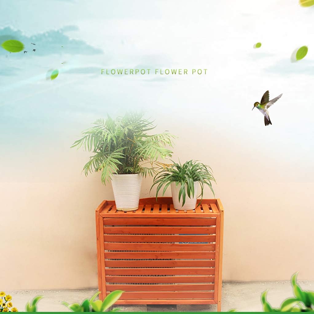 Copri Condizionatore Esterno In Legno - Rack Con Persiane E Supporto Fiori, Marrone 100x43x94cm - Foto 9