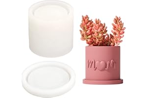 BOOWAN NICOLE Concrete Planter Mold with Tray DIY Succulent Pots Best Mom Ever Gift Making Tools Homemade Plaster Candle Jar Silicone Mould
