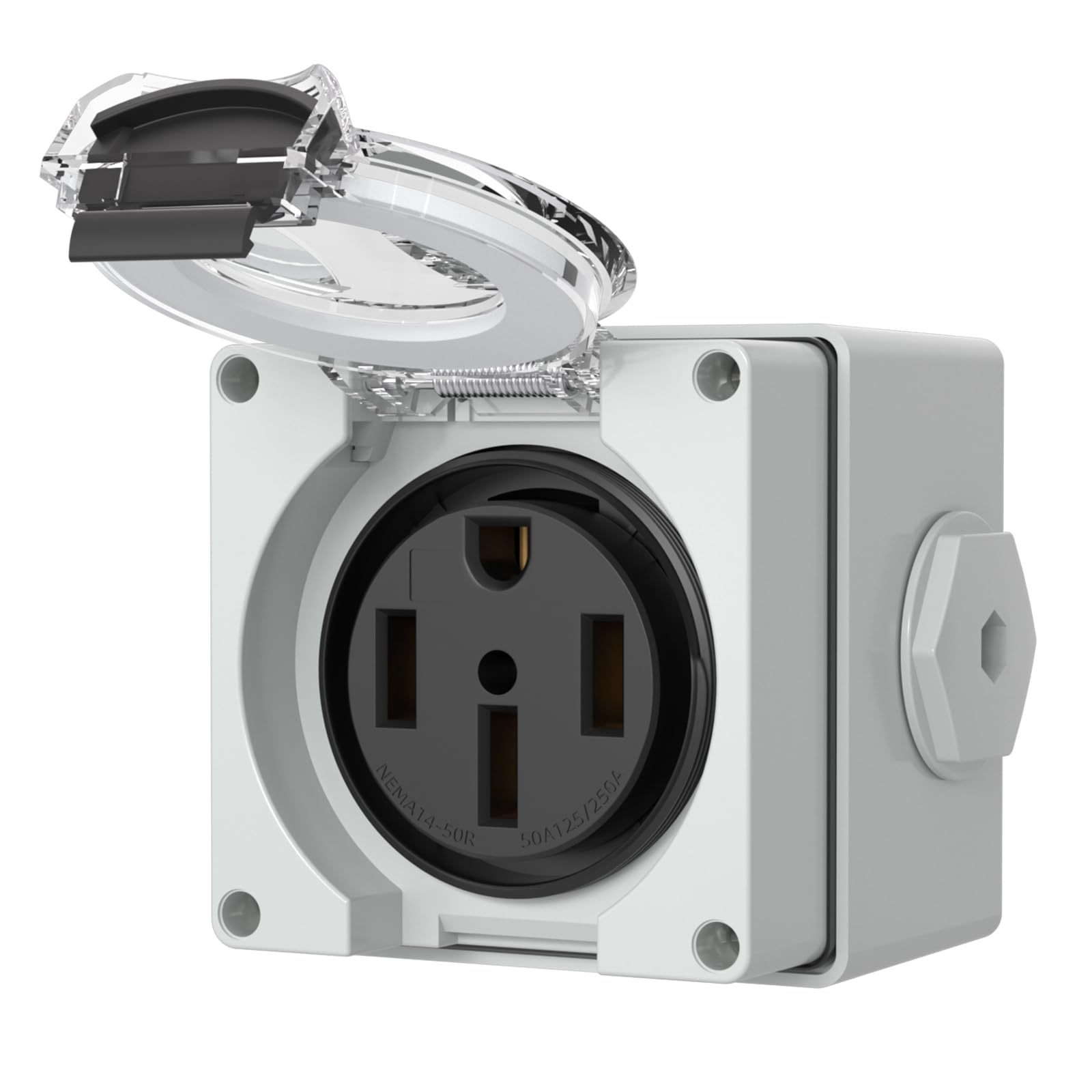 Photo 1 of STARELO NEMA 14-50R Outlet,50Amp RV Power Outlet Box 125/250Volt,Outdoor dustproof and Weatherproof for RVs, Electric Vehicles, generators, Welding Machines, etc.ETL Listed.(NEMA 14-50R Box)