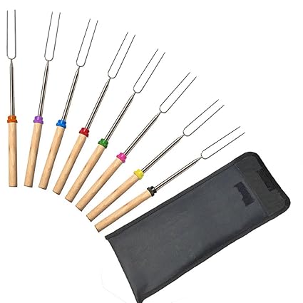 Stretch Marshmallow Bräter Sticks, lovebay 8 PCS SET Austauschbare Gabeln 32 Grillen Gabeln mit Hitzebeständige Griffe für Gr