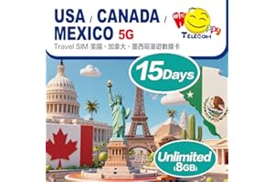 Happy 5G USA Canada Mexico 5, 7, 15, 30 Days Unlimited Data Travel Sim Card (excludes Alaska & Guam) | 5G High-Speed Data | E