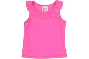 RuffleButts Girls UPF50+ Sun Protected Athletic Active Ruffle Stretch Tank Top