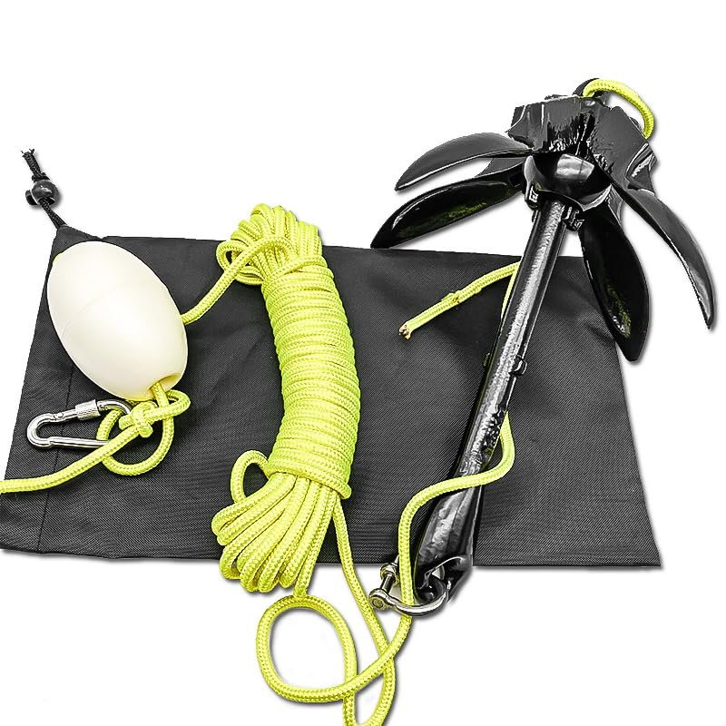 ZONADAH Boat Anchor Universal Boat Anchor Carbon Steel Folding Grapnel Kayak Anchor with Rope Folding Anchor Carbon Steel 1.5kg for Boat for Ship