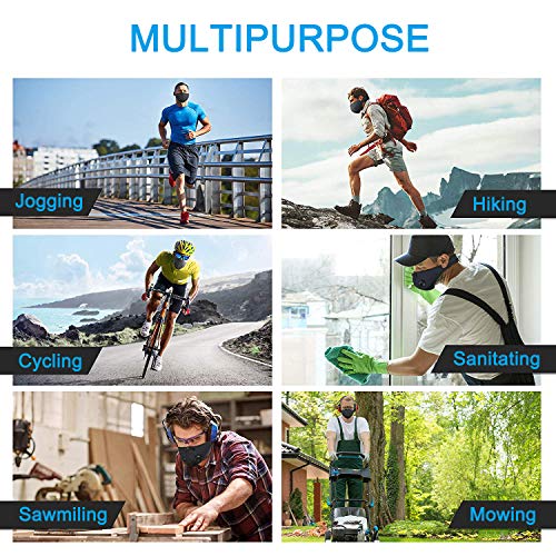 Dust Mask Anti Pollution Respirator PM2.5 Dustproof Safety Mask Washable and Reusable with 8 Carbon N99 Filters for Pollen Allergy Woodworking Mowing Running Outdoor Activities, 2 Packs (Black)