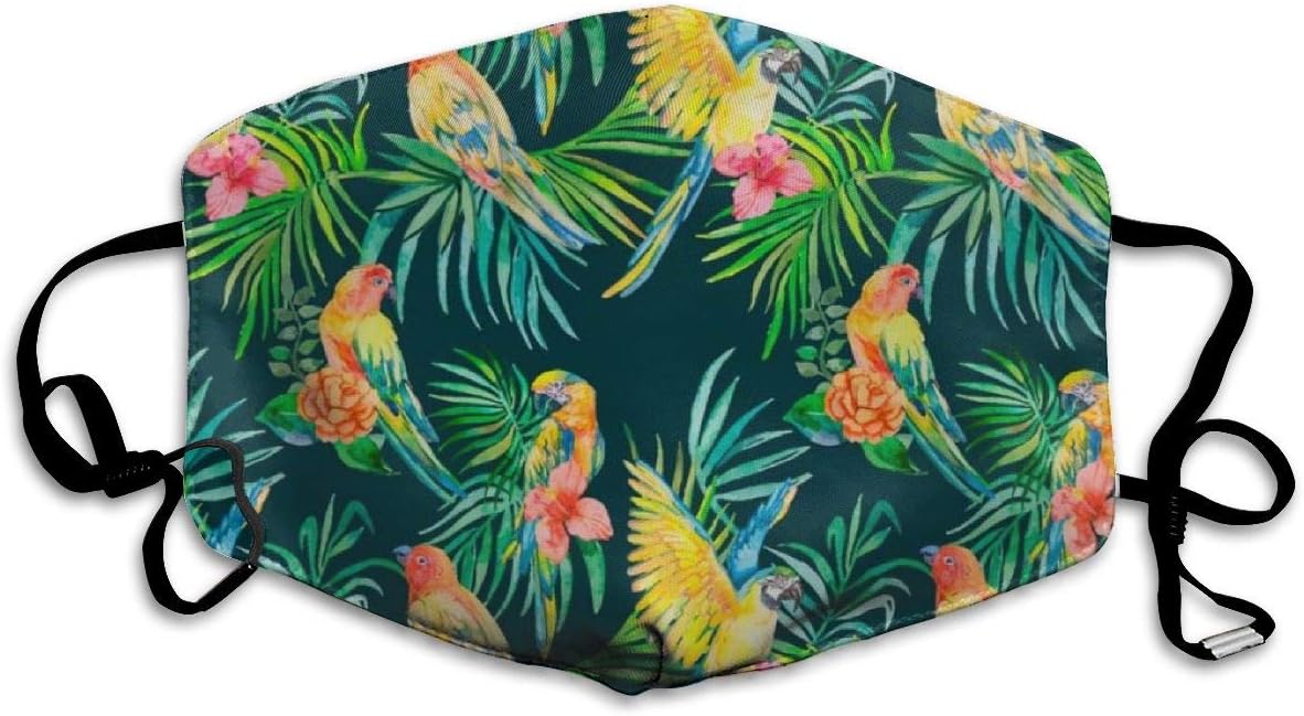 Medical Face Mask, Cancer Mask Surgical Mask Reusable Flu Masks Germ Face Mask Breathable Allergy Mask for for Kids Teens Men Women -Parrot On The Leaf