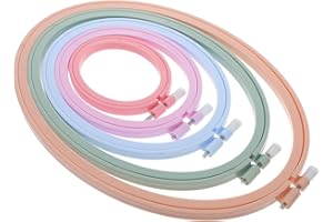 Ipetboom 5pcs Adjustable Oval Cross Stitch Frame Set, Plastic DIY Embroidery Hoops for Needlework, Craft