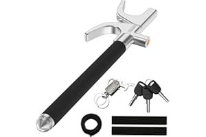IMAYCC Anti Theft Steering Wheel Lock, Retractable Steering Lock, Universal Adjustable Car Theft Prevention Device with 3 Keys and Safety Hammer, Vehicle Anti Theft Lock Fit for Car/Auto/Truck/SUV/Van