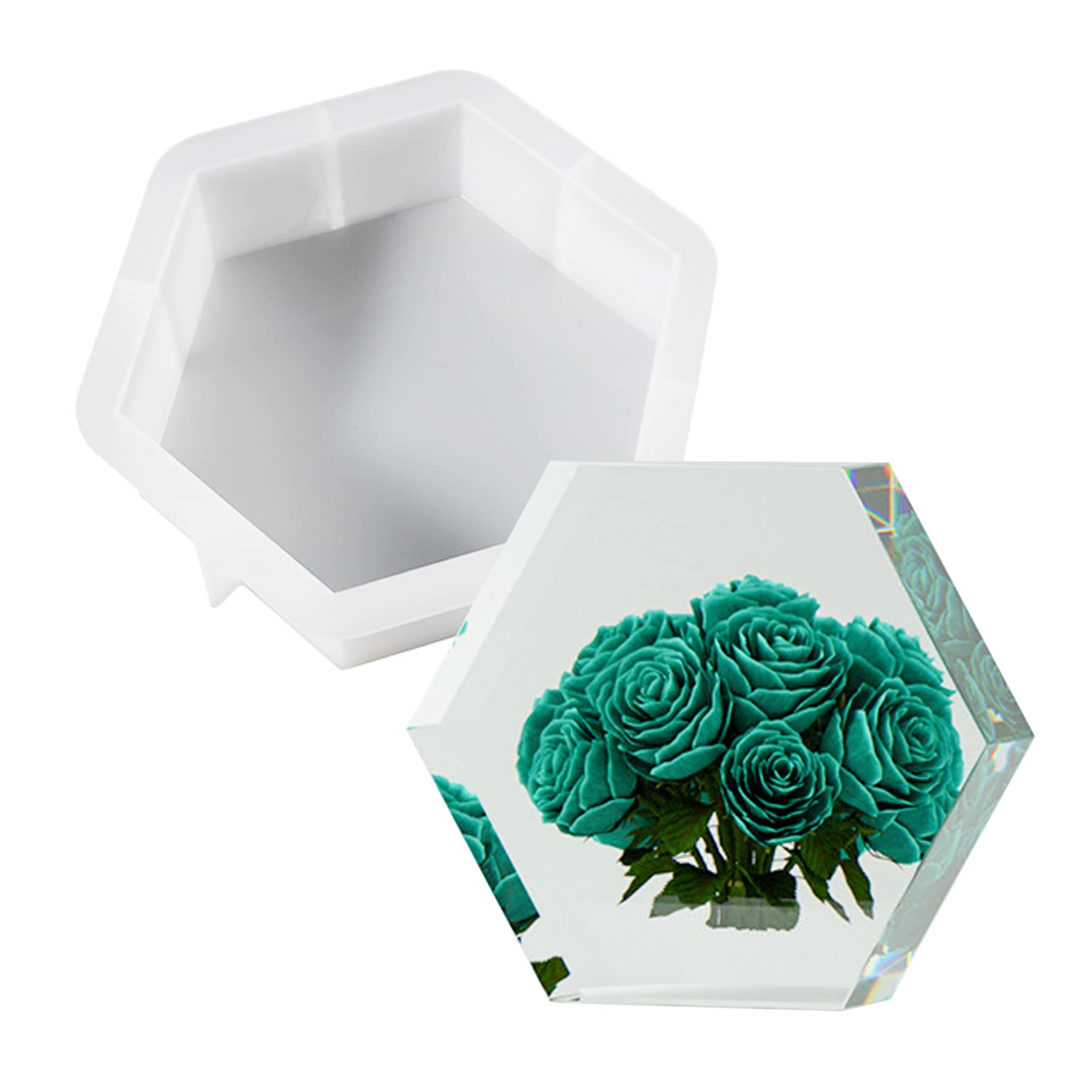 Cayway Large Silicone Molds for Resin Casting, Hexagon Resin Mould 3D Epoxy Molds for Flowers Preservation, Perfect for DIY Wedding Gift, Home Decors