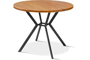 LTTROMAT Round Dining Table, 39 Inch Modern Round Kitchen Table Walnut Dining Table with Black Base, Kitchen Table Leisure Table for 4-5 People Small Space Dining Room, Apartment, Kitchen