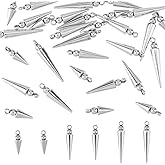 DICOSMETIC 30Pcs 3 Styles Cone Charms Stainless Steel Spike Charms 12/17.5/21.5mm Hiphop Punk Style Cone Charm Cones Bead Charm Long Spike Pendants for Jewelry Making DIY Craft, Hole: 1.4mm