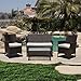 Belleze 4PC Patio Rattan Wicker Chair Sofa Table Set Outdoor Garden Furniture Backyard with Seat Cushion, Brown