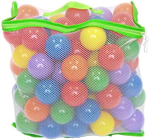 Non-Toxic 100 Phthalate Free Crush Proof 6.5cm Quality Non-Recycled Pit Balls w/ Mesh Tote &amp; Test Reports: 6 Colors - Red, Orange, Yellow, Green, Blue, and Purple by Wonder Playball