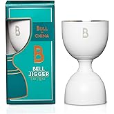 Double Bell Jigger by Bull In China - 0.25oz to 2oz Measures for Cocktails, Bars & Bartenders (Matte White)