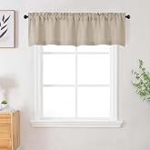 WelvetBLK Linen Valances for Windows 2 Panels Short Curtains 30Wx14L Inch | Faux Linen Textured Kitchen Valance Curtains, Light Filtering Rod Pocket Window Treatment for Bathroom Basement Cafe