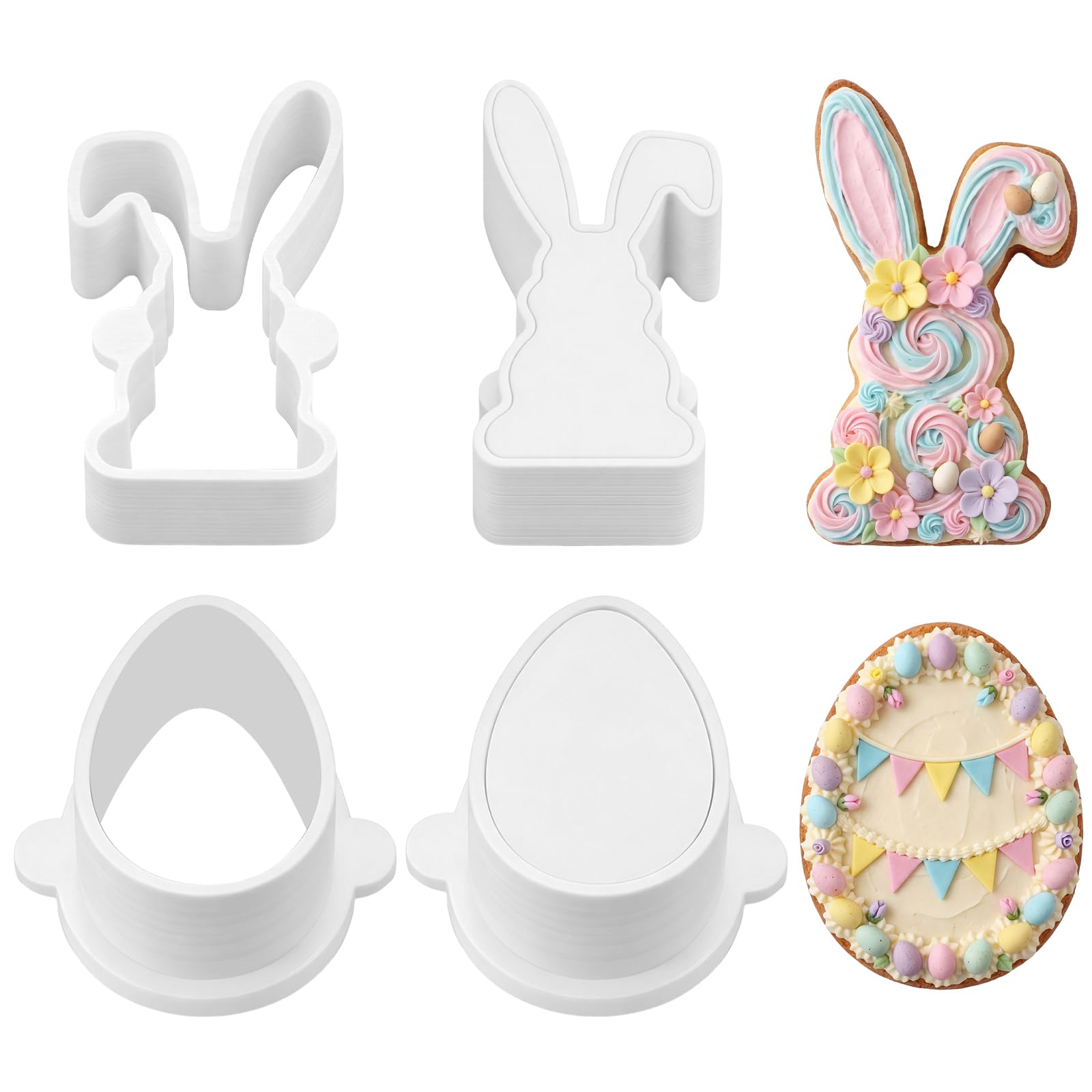 Photo 1 of Reallnaive 2 Pcs Easter Cake Pop Mold Set, Bunny and Egg Cake Pop Tray and Pusher, 3D Printed Cutter and Maker Pla Cutter Molds Kit for Easter Party Home Birthday Wedding